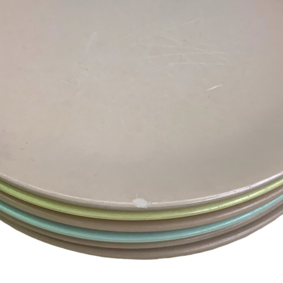 VTG 60’s-70’s LOURNAY MELMAC MCM Melamine Snack Dessert Plates Pastel Set of 7 - Picture 7 of 11